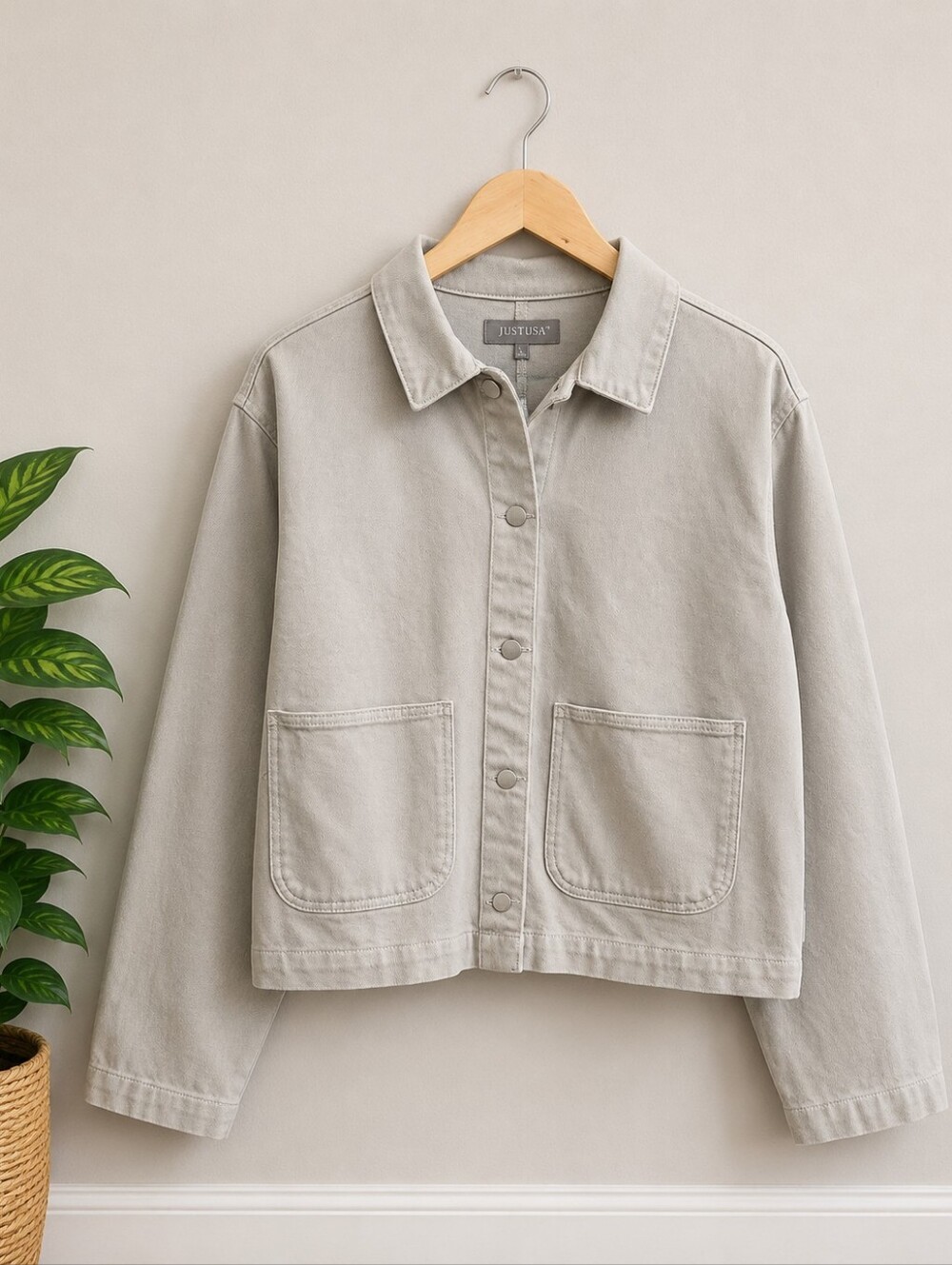 🚫SOLD🚫JUST USA Denim Khaki Gray Jacket